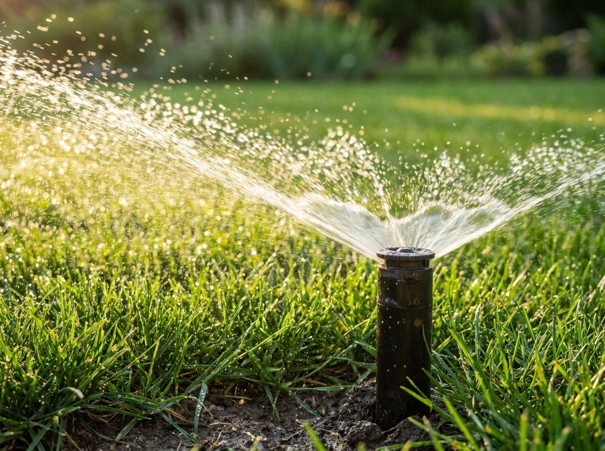 Gordon McHardy repairing a sprinkler valve in a yard